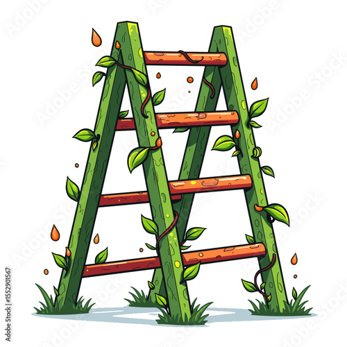 Pop art agility ladder with vine pattern, eco fitness and nature motif