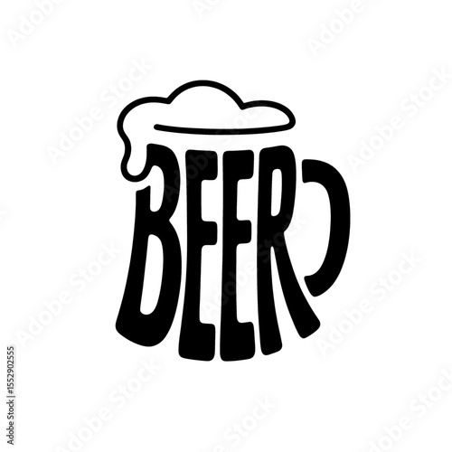 Beer glass illustration featuring foam and bold lettering design perfect for brewing events or nightlife themes