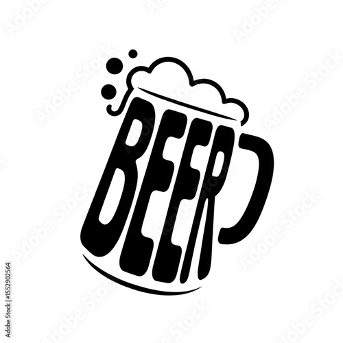 Beer glass illustration featuring foam and bold lettering design perfect for brewing events or nightlife themes