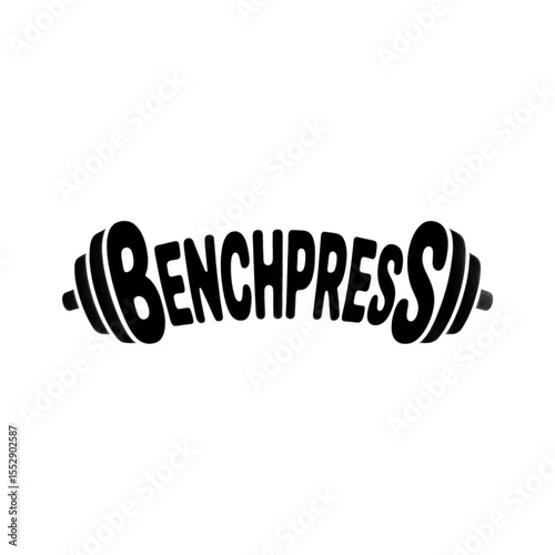 Weightlifting slogan featuring Benchpress text under spotlight in a gym setting
