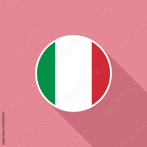Flag of Italy. Italy flag icon. Standard color. Circle icon flag. Colorful background. 3d illustration. Computer digital vector illustration.