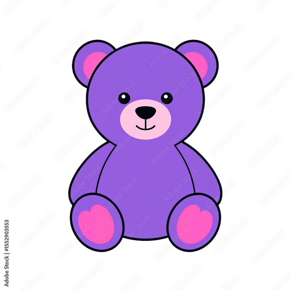 Obraz premium Adorable Purple Teddy Bear Illustration Cute Cartoon Character Design