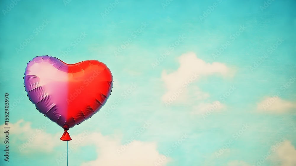 Fototapeta premium Romantic Heart Balloon Floating in Sky