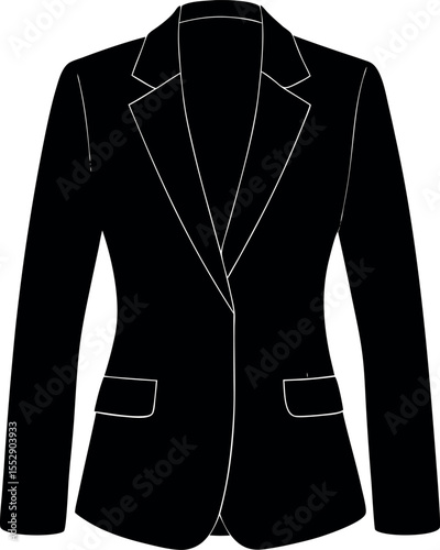 Elegant black business suit jacket silhouette vector illustration
