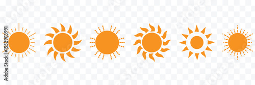 Sun icons vector. Shine sun ray set. Sunshine vector sign. Sunset icon collection. Abstract art EPS 10