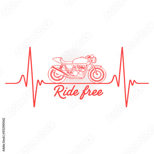 Bold motorcycle design with heartbeat line conveys freedom and adventure in a striking visual display