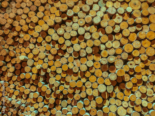 Small logs decorated on the walls
