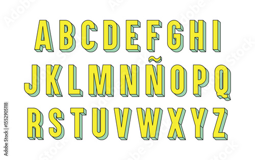 Yellow 3D Typography isolated