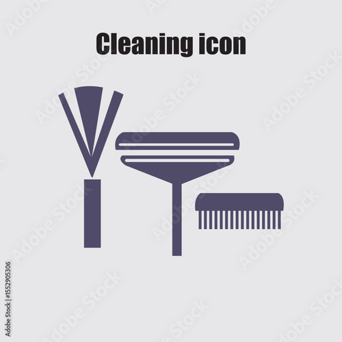 Minimalist cleaning utensils presents a simple icon for household chores and home organization.