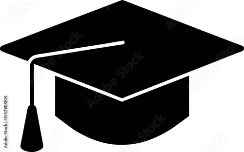 Graduation cap academic mortarboard silhouette vector illustration