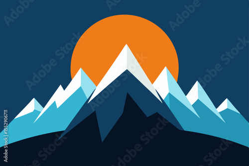 Majestic Mountain Peaks at Sunset A Stunning Landscape Illustration