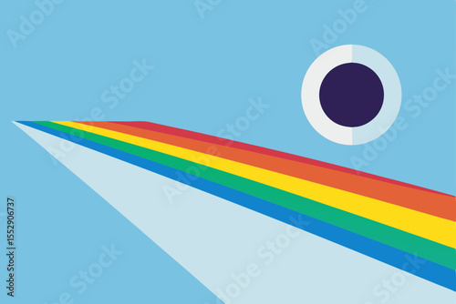 Vibrant Rainbow Road Leading to a Mystical Circle An Abstract Digital Art Piece