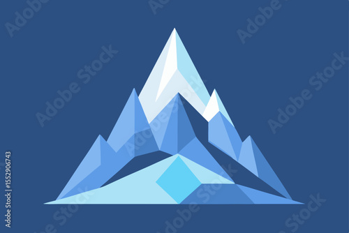Abstract Geometric Mountain Peak Illustration A Crystalline Glacial Landscape