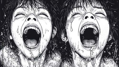 Two crying/laughing children