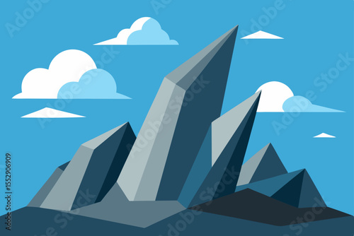 Majestic Crystal Mountain Peaks A Stunning Low-Poly Landscape Illustration