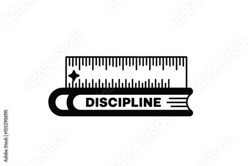 Discipline logo vector icon in black color on white background.