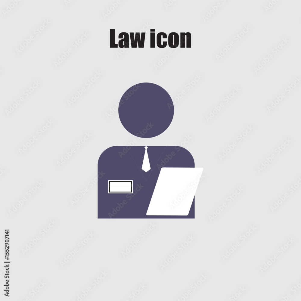 Professional person icon represents legal expertise, a lawyer, or officer reviewing documents and preparing for court case. Professional person icon represents legal expertise, a lawyer, or officer reviewing documents and preparing for court case.