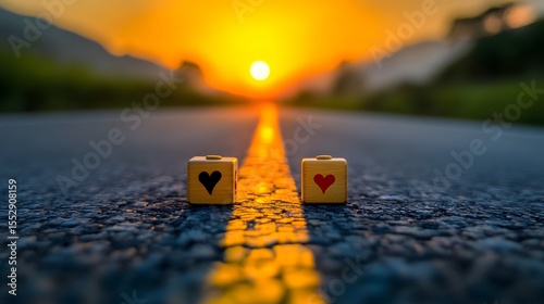 Sunset Road Trip Love Hearts Journey Dice