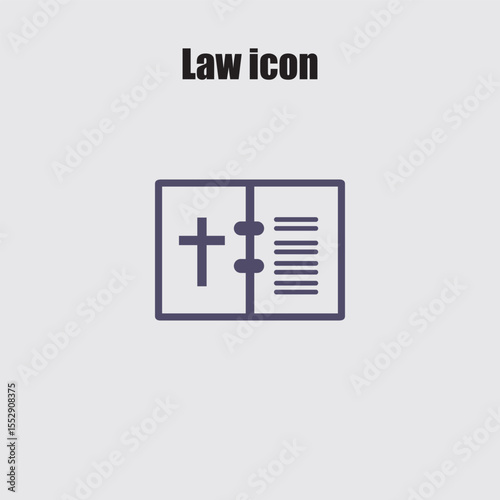 Isolated graphic of a religious law book featuring a cross symbol, representing scripture and rules.