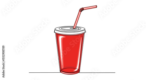 Takeaway Soda Cup Vector Illustration – Glossy Doodle for Fast Food, Ads & Beverage Branding