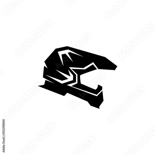 Supermoto Motocross helmet logo design template emblem badge.	
