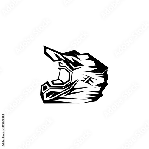 Supermoto Motocross helmet logo design template emblem badge.	
