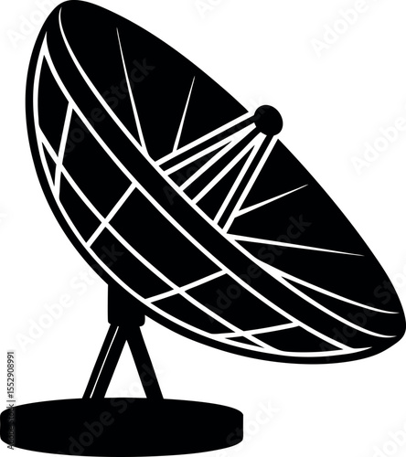 Satellite dish communication antenna technology silhouette vector illustration