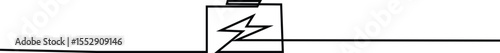 One Continuous Line Drawing of Battery Charging lighting bolt symbol and Electricity Energy type sign.
