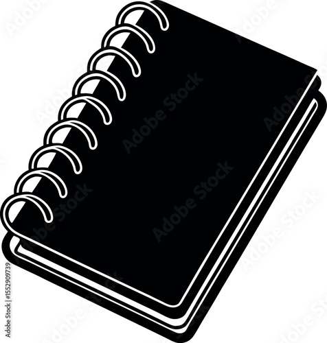 Spiral bound notebook blank page silhouette vector illustration