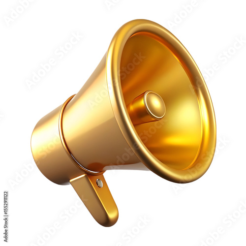 Golden Megaphone isolated on a transparent background