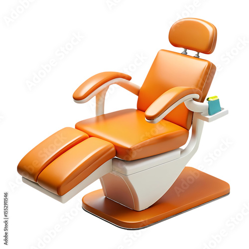 Orange Dental Chair with Headrest isolated on a transparent background