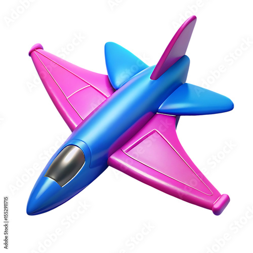 Pink and Blue Cartoon Airplane isolated on a transparent background