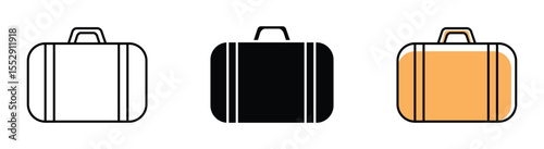 suitcase travel icon  in outline , flat and graphy style , travel suitcase icon , vector illustration .