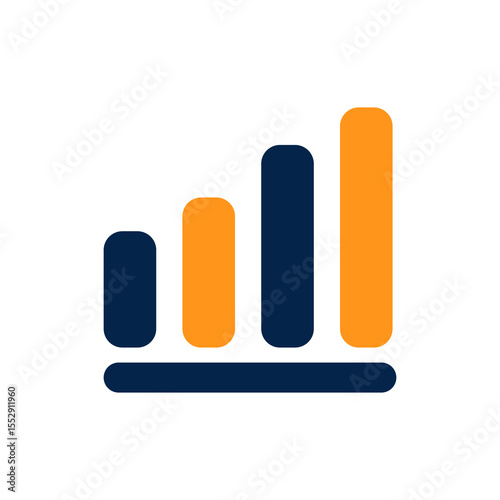 Flat minimalist illustration of a rising bar chart representing data analysis business growth financial progress economic trends and performance measurement in visual format