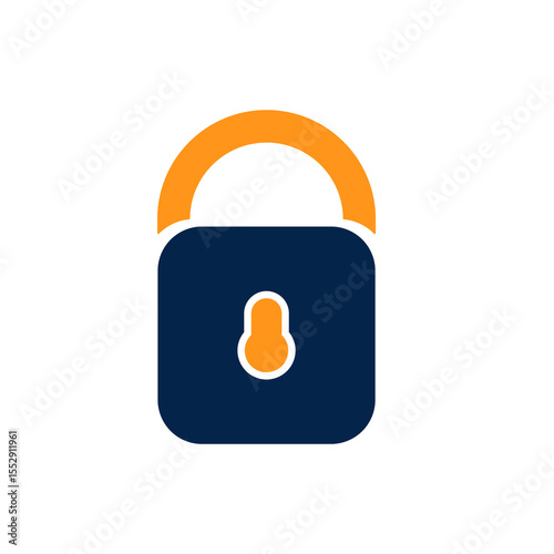 Flat minimalist illustration of a closed padlock representing security privacy protection access control safety encryption and data safety in a modern digital context


