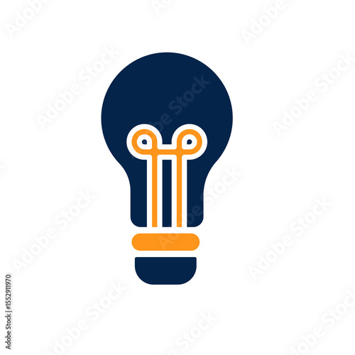 Flat modern illustration of a light bulb with filament representing creative thinking bright idea innovation imagination inspiration and problem solving in a business or design context

