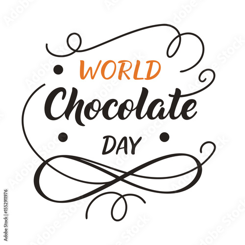 World Chocolate Day Hand-Lettered Vector Designs with Cocoa Swirls