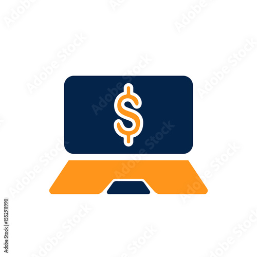 Flat modern illustration of a computer screen with dollar symbol representing online finance digital business income transaction e commerce and financial technology in modern context

