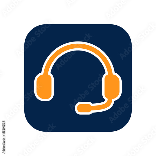 Minimalist flat headset icon for customer support and online helpdesk, representing service communication, call center assistance, technical support, or remote consultation in business environments.