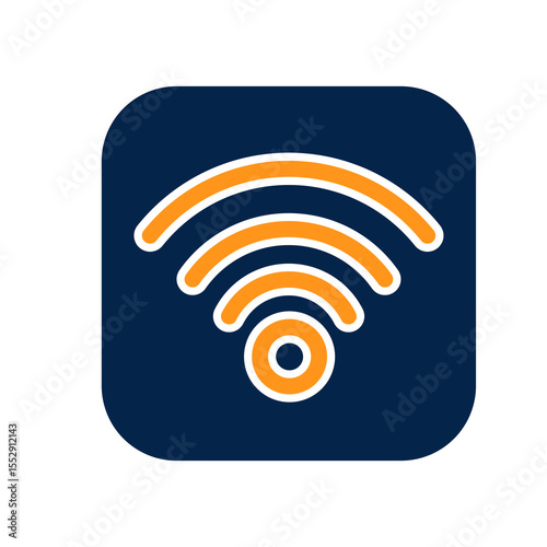 Flat minimal Wi-Fi signal icon for wireless internet, connectivity, online access, hotspot zone, modern technology, digital communication, or remote data network connection indicator.

