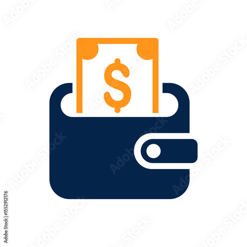 Minimalist wallet icon with dollar bill inside, ideal for representing finance, payments, earnings, savings, budgeting, or online money transaction systems.

