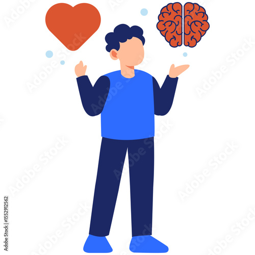 Balancing Emotional Intelligence with Heart and Brain Symbols Representing Awareness and Interpersonal Insight