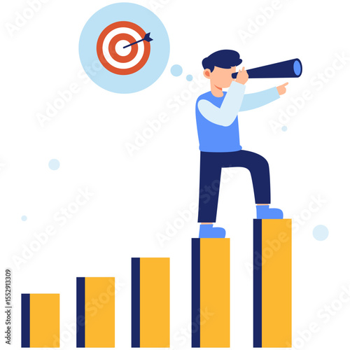 Visionary Leader Using Telescope to Target Future Goals and Success