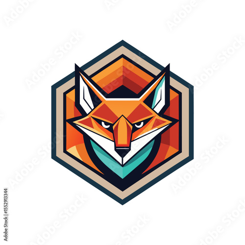 Geometrics fox icon, logo, vector art design
