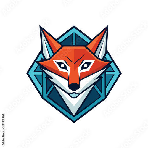 Geometrics fox icon, logo, vector art design