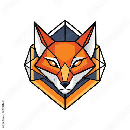 Geometrics fox icon, logo, vector art design