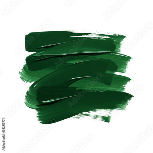 Dark Green Paint Brush Stroke Isolated