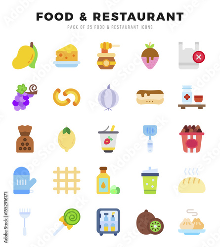 Simple Set of Food and Restaurant Related Vector Flat Icons.