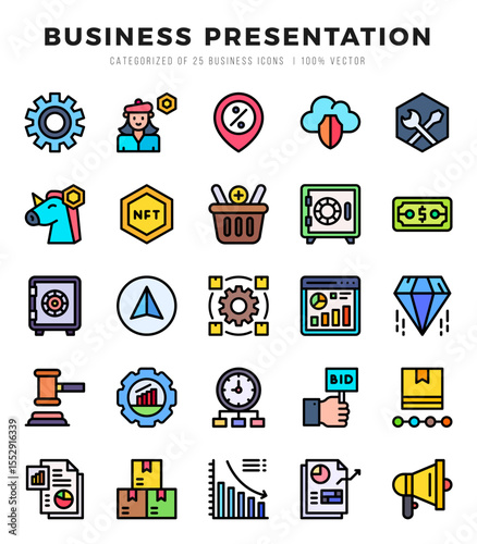 Set of Business Presentation icons. Vector Illustration.