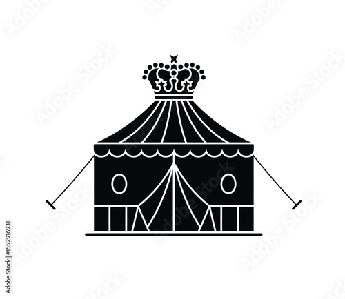 Royal tent icon vector in black color with white background. King tent. Queen tent.